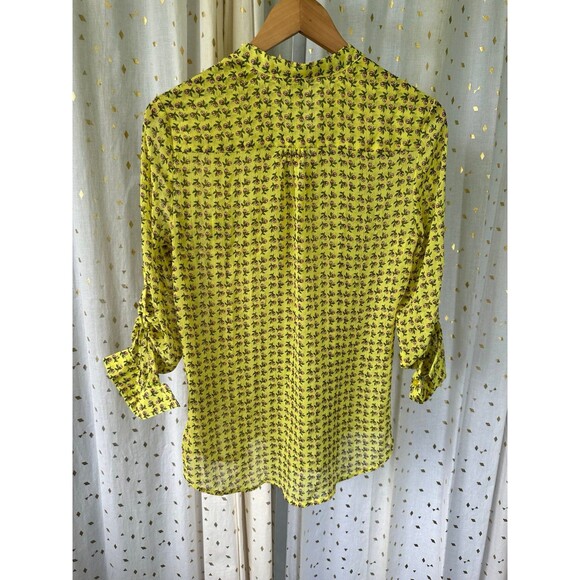 Kut From The Kloth Women's Sheer Ditsy Floral Long Sleeve Button Up Blouse S - Picture 5 of 6